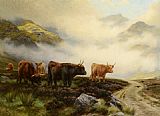 Cattle Canvas Paintings - Highland Cattle in a Pass
